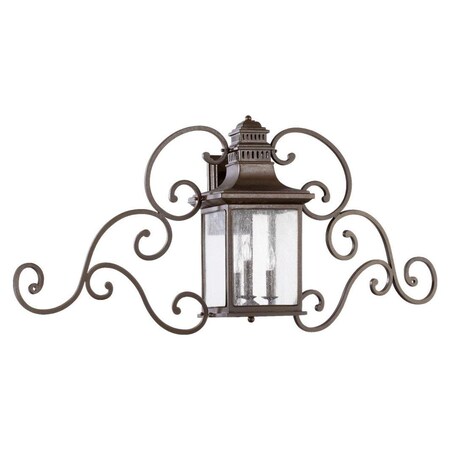 Quorum Three Light Oiled Bronze Clear Seeded Glass Wall Lantern 7044-3-86